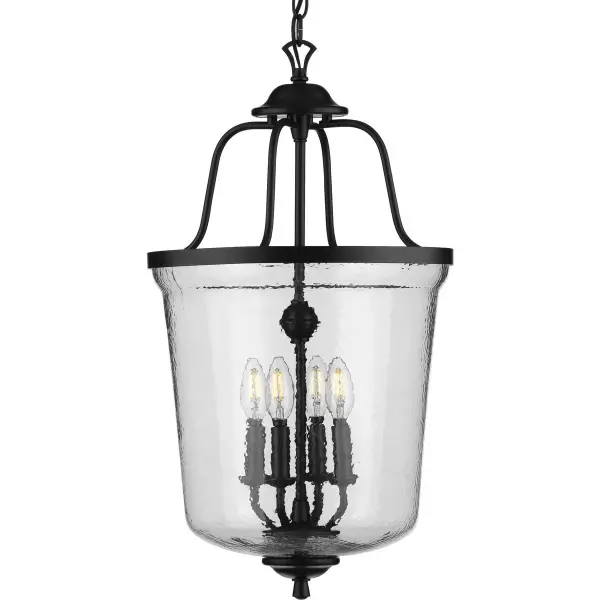 The Bowman foyer pendant brings coastal charm with its Cottage White finish and four-light design. Ideal for creating a welcoming first impression in entryways, foyers, and dining spaces with its clean, airy aesthetic. - alternate view