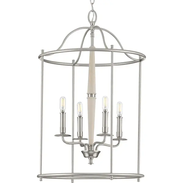 The Durrell Collection brings sophisticated coastal style to medium-sized foyers and entryways. Four lights provide ample illumination while the brushed nickel finish adds refined elegance to transitional and contemporary spaces. - alternate view