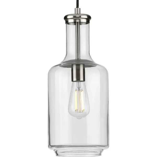 The Latrobe pendant combines modern farmhouse style with coastal simplicity. Its clear glass shade and brushed nickel finish create a clean, versatile look that works beautifully over kitchen islands or dining tables.