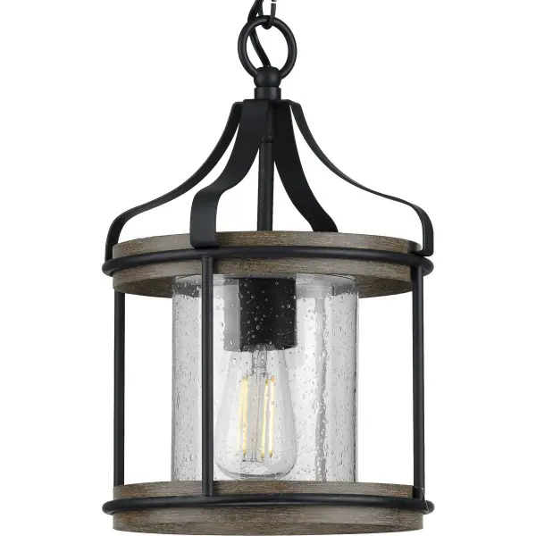 The Brenham pendant brings timeless farmhouse charm to outdoor spaces with its black finish and weather-resistant construction. JA8 compliant for California energy standards, this versatile fixture works equally well on covered porches or indoor spaces.