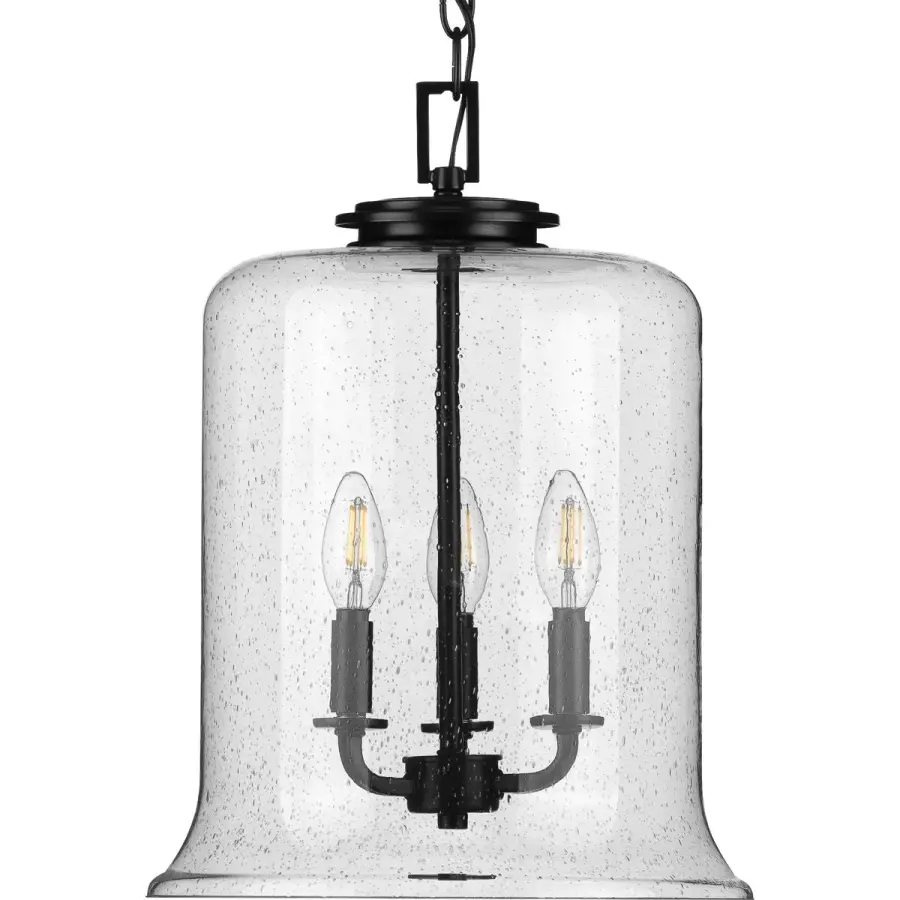 Winslett Three-Light Clear Seeded Glass Pendant - Image 1