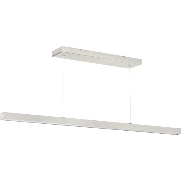 The Planck LED pendant combines contemporary design with integrated LED technology and California Title 24/JA8 compliance. Its brushed nickel finish and clean shade design make it versatile for residential and light commercial spaces.