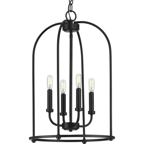 The Leyden four-light pendant combines transitional elegance with coastal and farmhouse charm. Its brushed nickel finish and clean lines make it ideal for foyers, dining rooms, and kitchens seeking sophisticated yet approachable lighting. - alternate view