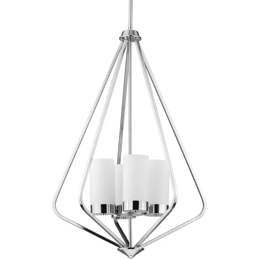 Sophisticated Four-Light Pendant with Timeless Chrome & Etched Glass - Image 3