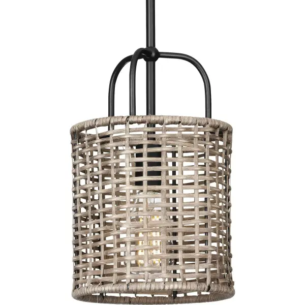 Lavelle One-Light Mocha Rattan Mini Pendant - Image 1