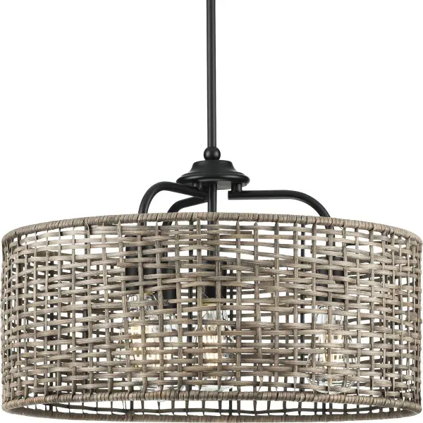 Lavelle Four-Light Mocha Rattan Hanging Pendant - Image 1