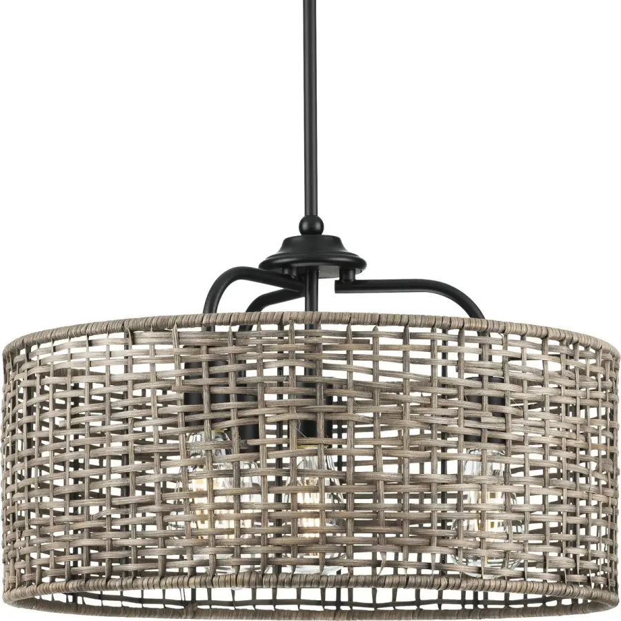 Lavelle Four-Light Mocha Rattan Hanging Pendant - Image 1