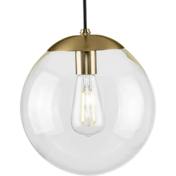 The Atwell pendant combines timeless mid-century aesthetics with contemporary functionality. Its 10-inch clear glass globe and brushed nickel finish create a clean, sophisticated look that works beautifully in both residential and light commercial settings.