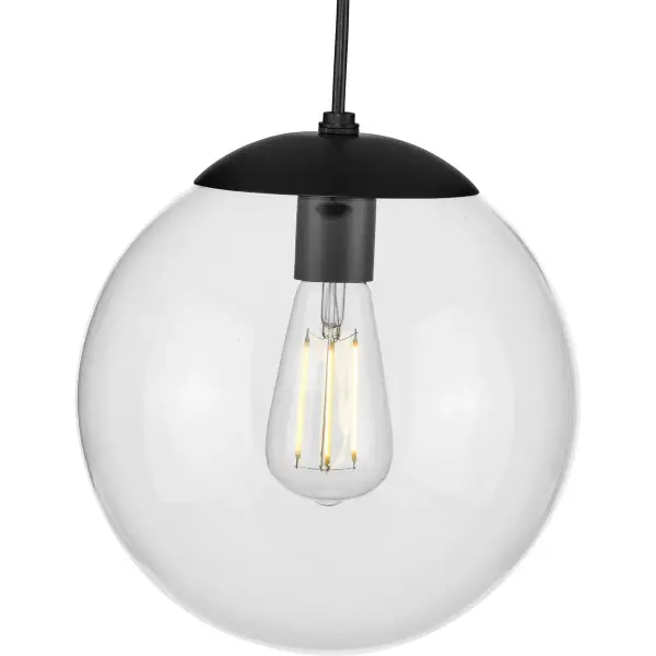 The Atwell pendant combines timeless mid-century aesthetics with contemporary functionality. Its 10-inch clear glass globe and brushed nickel finish create a clean, sophisticated look that works beautifully in both residential and light commercial settings. - alternate view