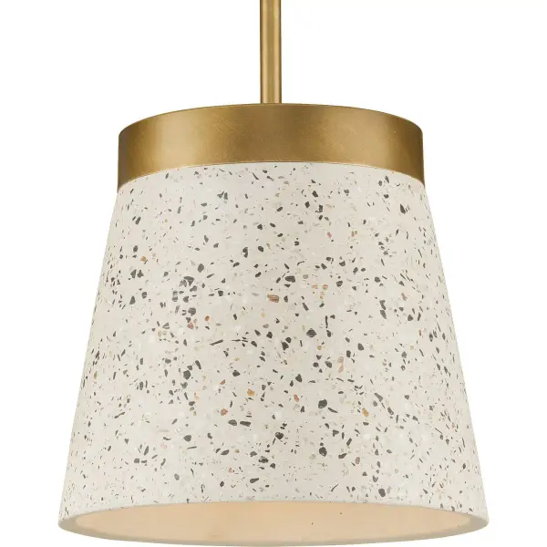 The Terrazzo pendant blends transitional elegance with industrial flair in a sophisticated graphite finish. Its compact single-light design makes it perfect for kitchen islands, dining nooks, or bedroom task lighting. - alternate view