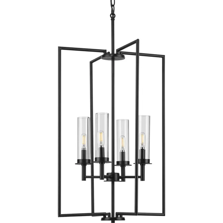 Elegant Transitional Foyer Pendant with Clear Glass and Brushed Nickel - Image 2