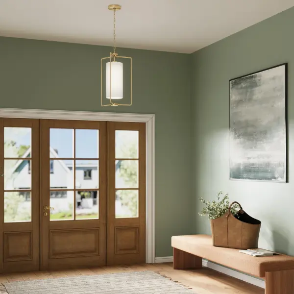 Merry Collection One-Light Etched Glass Foyer Pendant - Image 4