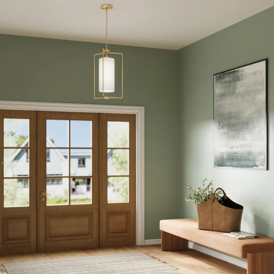 Merry Collection One-Light Etched Glass Foyer Pendant - Image 4