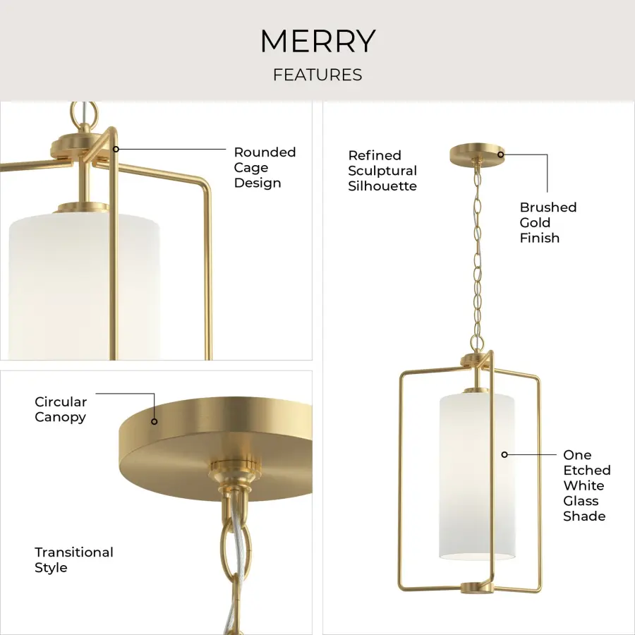 Merry Collection One-Light Etched Glass Foyer Pendant - Image 8