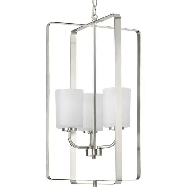 League Collection Three-Light Etched Glass Foyer Chandelier - Image 1