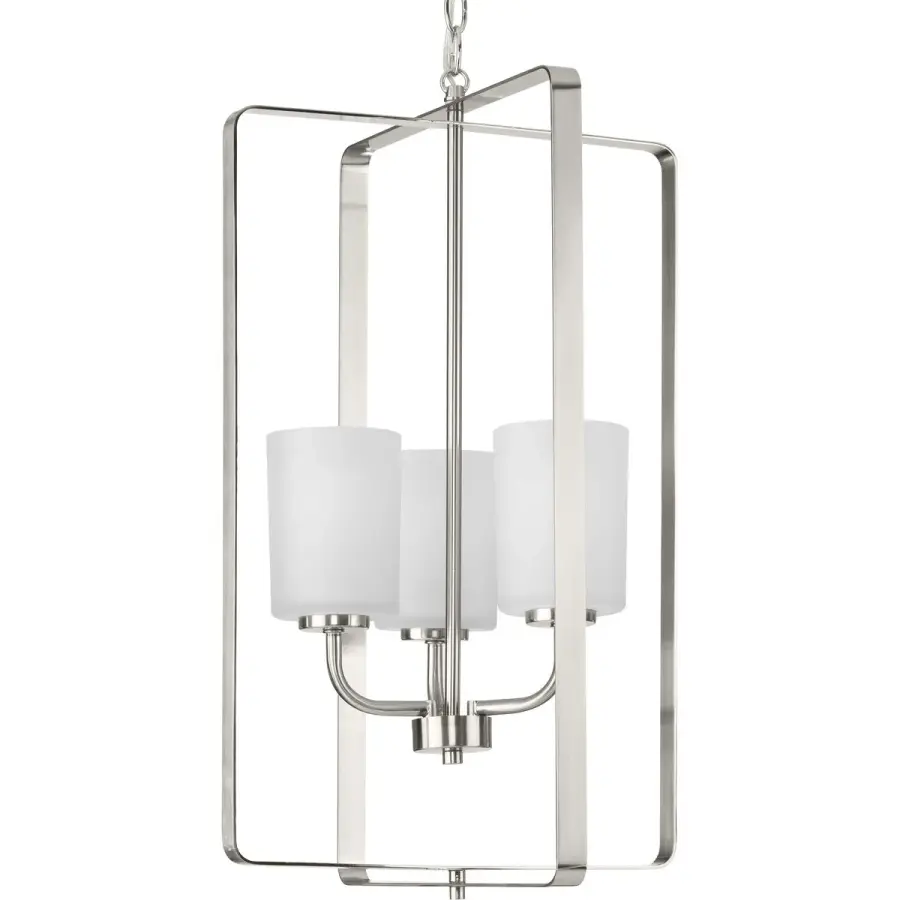 League Collection Three-Light Etched Glass Foyer Chandelier - Image 1