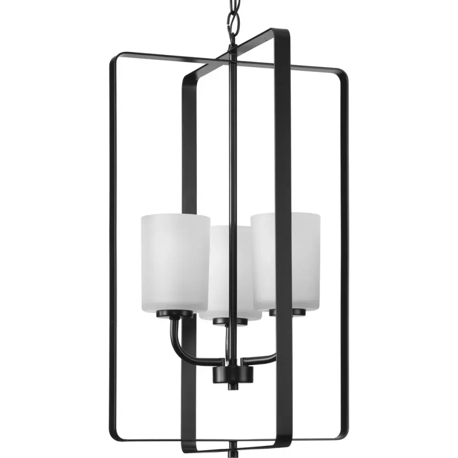 League Collection Three-Light Etched Glass Foyer Chandelier - Image 2