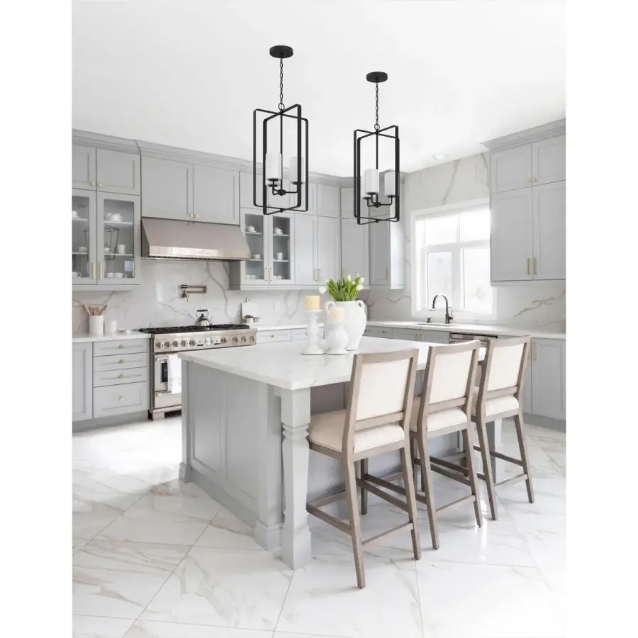 League Collection Three-Light Etched Glass Foyer Chandelier - Image 3