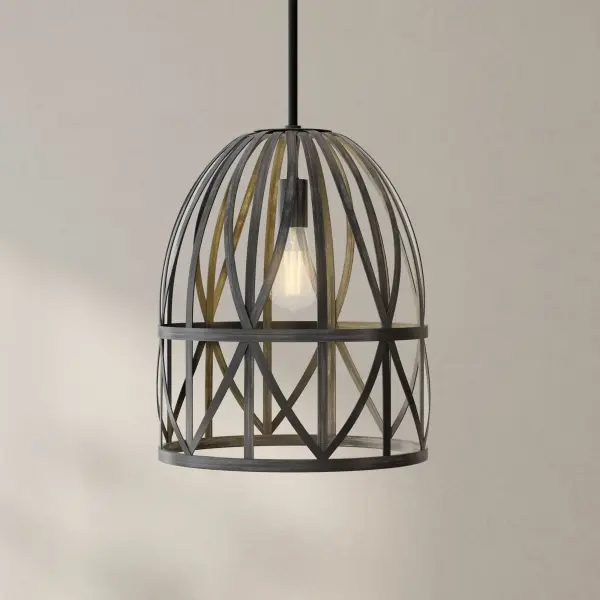 The Chastain pendant combines natural bleached oak with a distinctive basket weave design, creating a relaxed coastal aesthetic. Perfect for kitchens and dining areas, this fixture adds textural interest while maintaining a light, airy feel. - alternate view