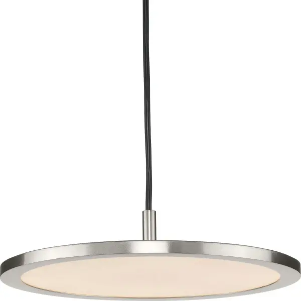 The Everlume LED Collection Pendant combines modern energy efficiency with versatile contemporary styling. Its brushed nickel finish and integrated LED technology make it ideal for residential spaces seeking both style and sustainability.