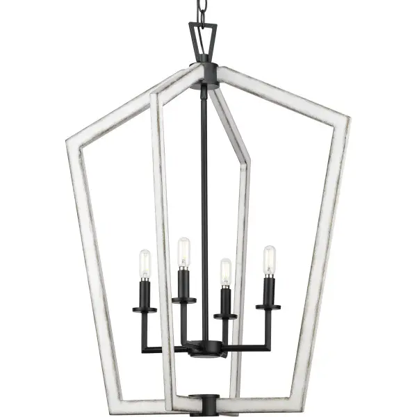 Stunning Four-Light Foyer Statement Piece with Coastal Farmhouse Charm - Image 1