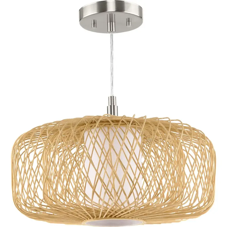 Cordova Medium One-Light Pendant in Natural Rattan - Image 1