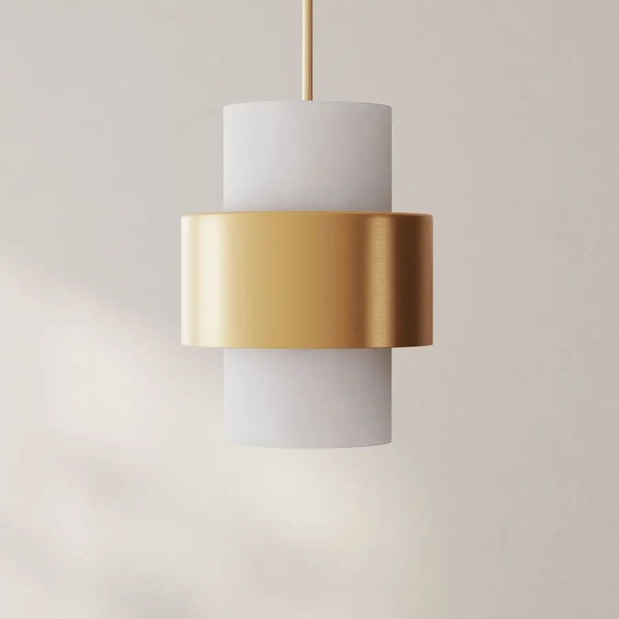 Silva Collection One-Light White Linen Shade Pendant - Image 1