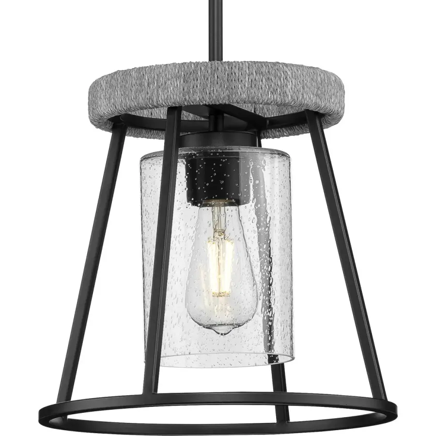Laramie One-Light Clear Seeded Glass Pendant - Image 1