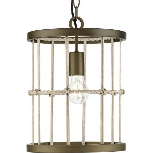 Coastal-Inspired Transitional Pendant with Warm Aged Brass Finish - Image 1