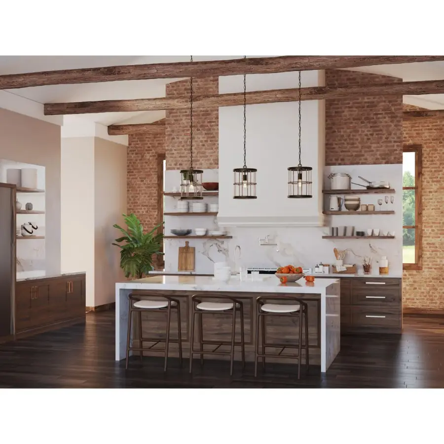 Coastal-Inspired Transitional Pendant with Warm Aged Brass Finish - Image 2