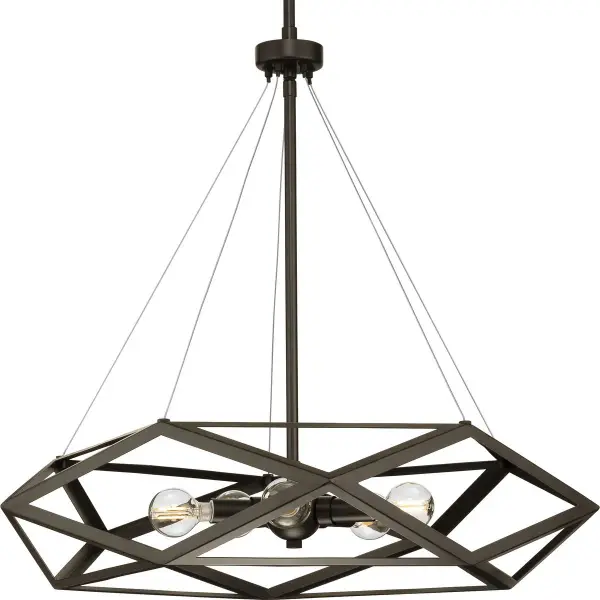 The Saucedo Collection brings transitional elegance with five lights arranged in a striking configuration. Its Architectural Bronze finish adds warmth and depth, making it perfect for dining rooms and kitchen islands.