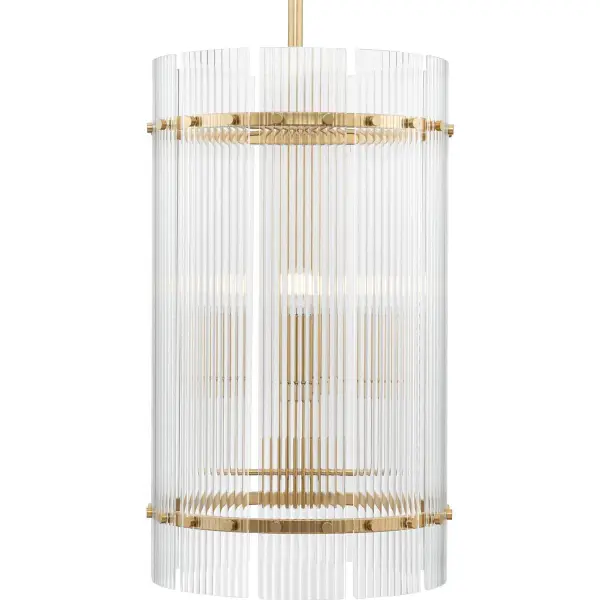 The Seville foyer pendant brings sophisticated transitional style to grand entryways with its four-light design and warm Soft Gold finish. Perfect for creating a welcoming first impression in high-ceiling spaces. - alternate view