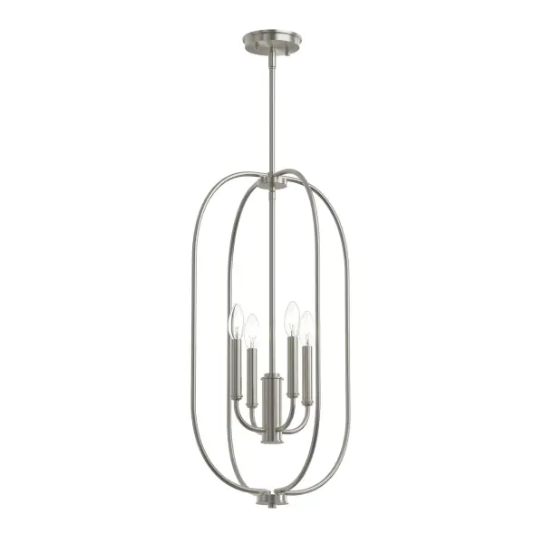 The Reines Pendant combines transitional styling with a sophisticated brushed nickel finish, making it ideal for intimate spaces. Its refined design works beautifully in bedrooms, breakfast nooks, and foyers.