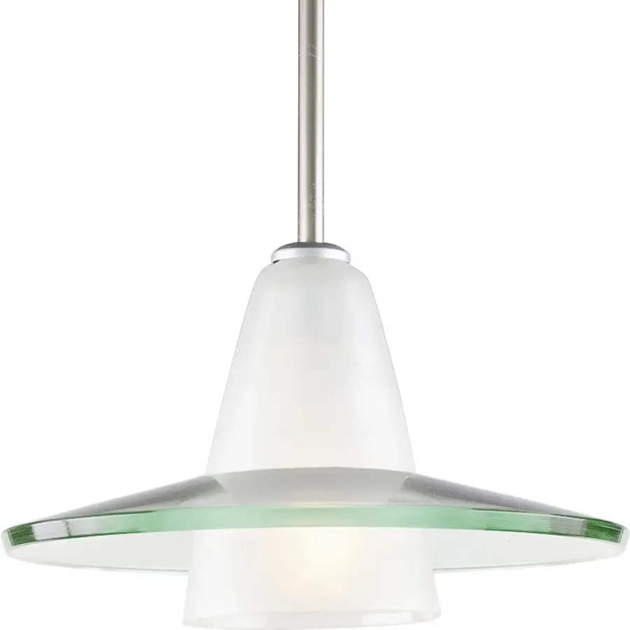 Modern Pendant One-Light Clear Etched Glass Mini-Pendant - Image 1