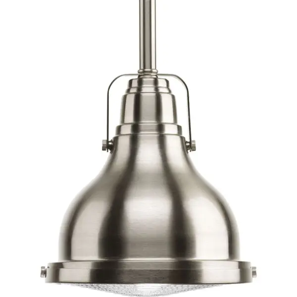 This compact LED pendant brings coastal charm with its signature Fresnel lens glass shade and brushed nickel finish. Energy-efficient LED technology meets timeless maritime design, perfect for kitchen islands or intimate dining spaces.