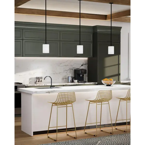 Replay Collection One-Light Etched White Glass Mini-Pendant - Image 4
