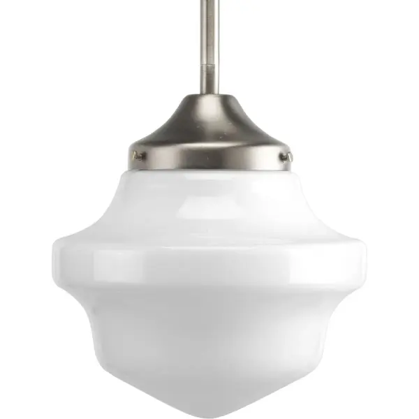 This charming mini-pendant brings vintage-inspired elegance to any space with its iconic school house globe shade and brushed nickel finish. Perfect for adding character to kitchens, dining areas, and bedrooms.