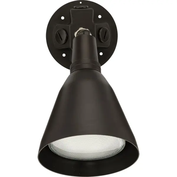 This adjustable swivel flood light offers flexible directional lighting for outdoor spaces. The antique bronze finish provides durability and classic appeal, while JA8 compliance ensures energy efficiency for California installations. - alternate view
