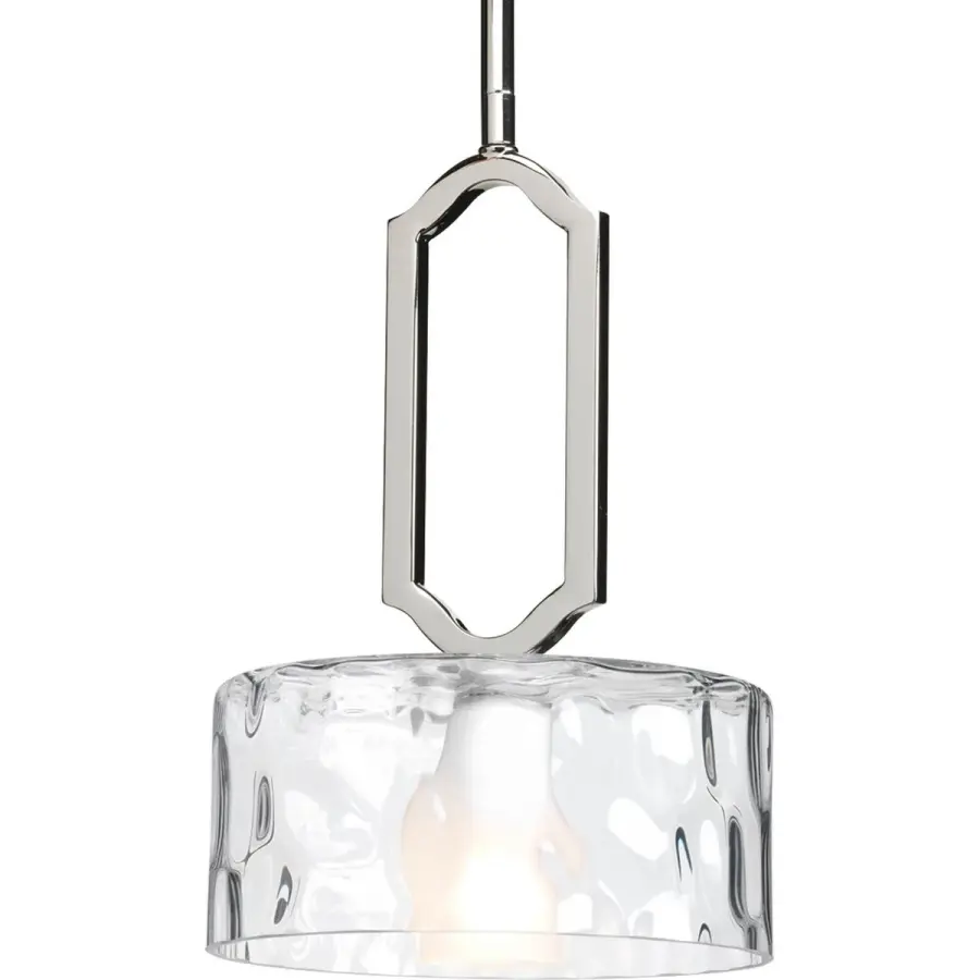 Caress Collection One-Light Clear Water Glass Mini-Pendant - Image 1
