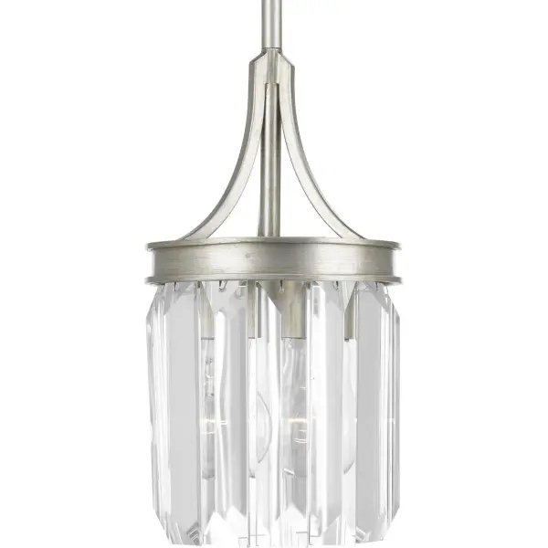 The Glimmer mini-pendant combines clear glass with a sophisticated Silver Ridge finish, creating a versatile lighting solution perfect for kitchen islands, dining areas, and bedrooms. JA8 compliant for California energy standards.