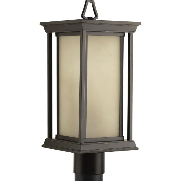 The Endicott post lantern combines timeless Mission-style architecture with contemporary outdoor performance. Its clean lines and Antique Bronze finish deliver authentic craftsman character for residential and commercial settings. - alternate view
