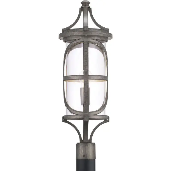 The Morrison Post Lantern brings traditional elegance to outdoor spaces with its antique bronze finish and clear glass panels. JA8 compliant for California energy standards, this fixture combines classic design with modern efficiency. - alternate view