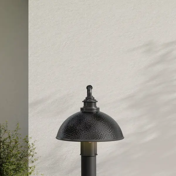 The Englewood post lantern brings rustic farmhouse charm to outdoor spaces with its traditional design and warm antique bronze finish. JA8 compliant for California energy standards, this fixture combines classic styling with modern efficiency. - alternate view
