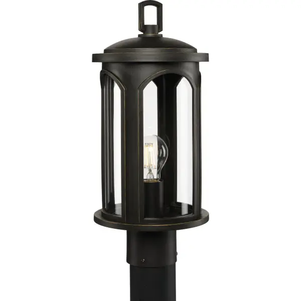 The Gables post lantern combines timeless traditional styling with modern durability. Clear glass panels and antique bronze finish create elegant curb appeal, while DURASHIELD coating ensures lasting performance in coastal and outdoor environments.