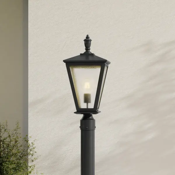The Cardiff post lantern combines timeless traditional design with modern durability. Featuring DURASHIELD protective coating and clear glass panels, it delivers reliable outdoor illumination with coastal-inspired charm. - alternate view