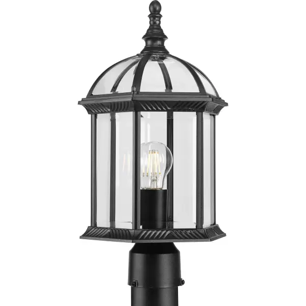 The Dillard post light combines traditional styling with modern efficiency. Its clear glass shade and antique bronze finish create timeless curb appeal while meeting California Title 22 and JA8 compliance standards. - alternate view