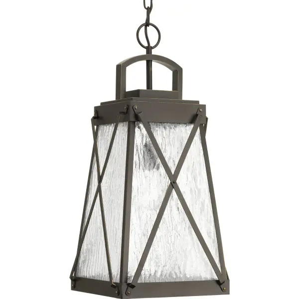 The Creighton hanging lantern brings timeless farmhouse style to porches and patios with its antique bronze finish and traditional lantern silhouette. JA8 compliant for California energy standards.