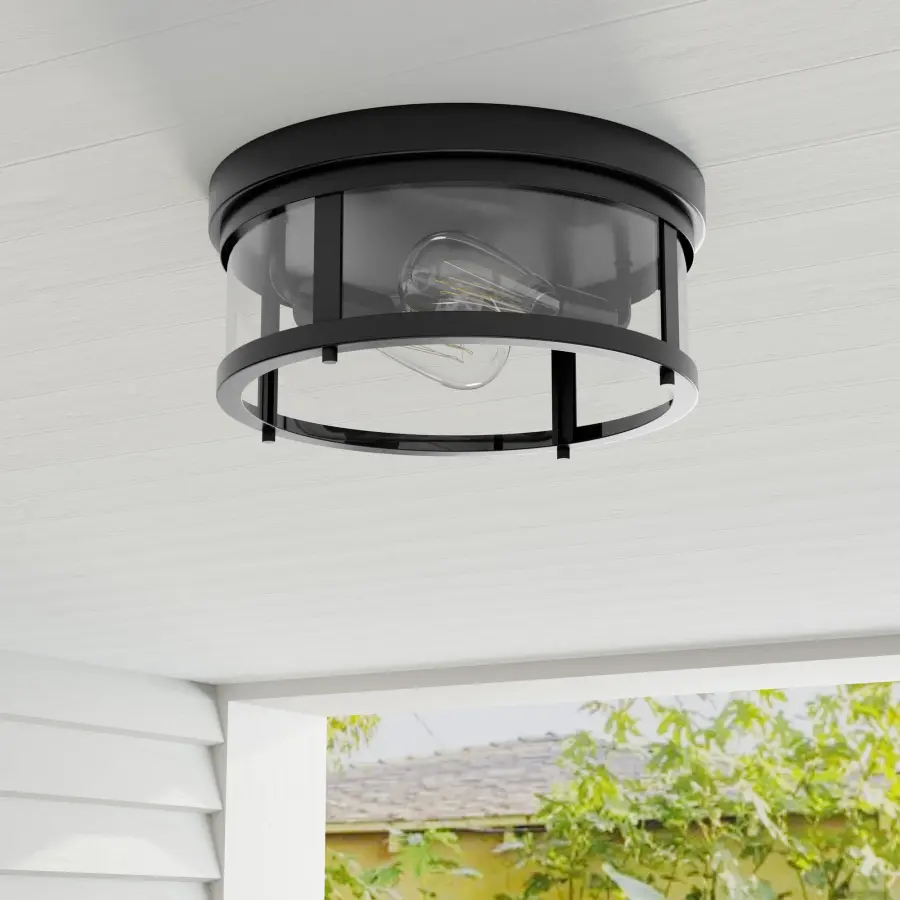 Gunther 12-5/8" Flush Mount in Antique Bronze - Image 1