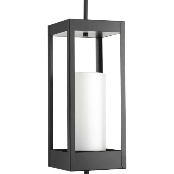 The Patewood hanging lantern combines traditional design with durable outdoor construction. Its compact 7-inch width and etched opal glass create warm, diffused lighting perfect for entryways and covered outdoor spaces.