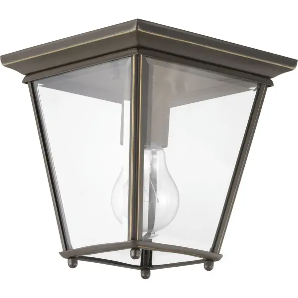 The Burlington 7" flush mount brings timeless traditional style to outdoor spaces with its antique bronze finish. Compact design ideal for covered porches, patios, and entryways requiring reliable outdoor illumination.